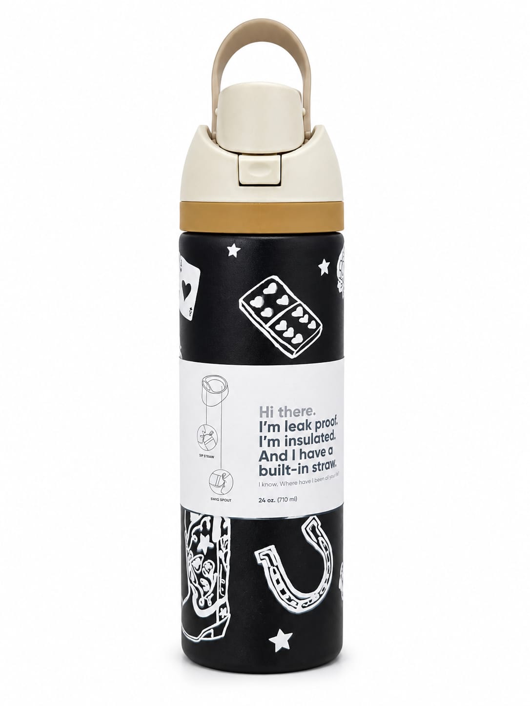500ml Insulated Stainless Steel Water Bottle with Built-In Straw – Floral Design