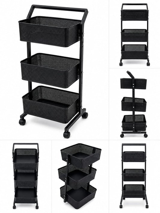 3-Tier Rolling Storage Cart with Wheels | Kitchen Organizer