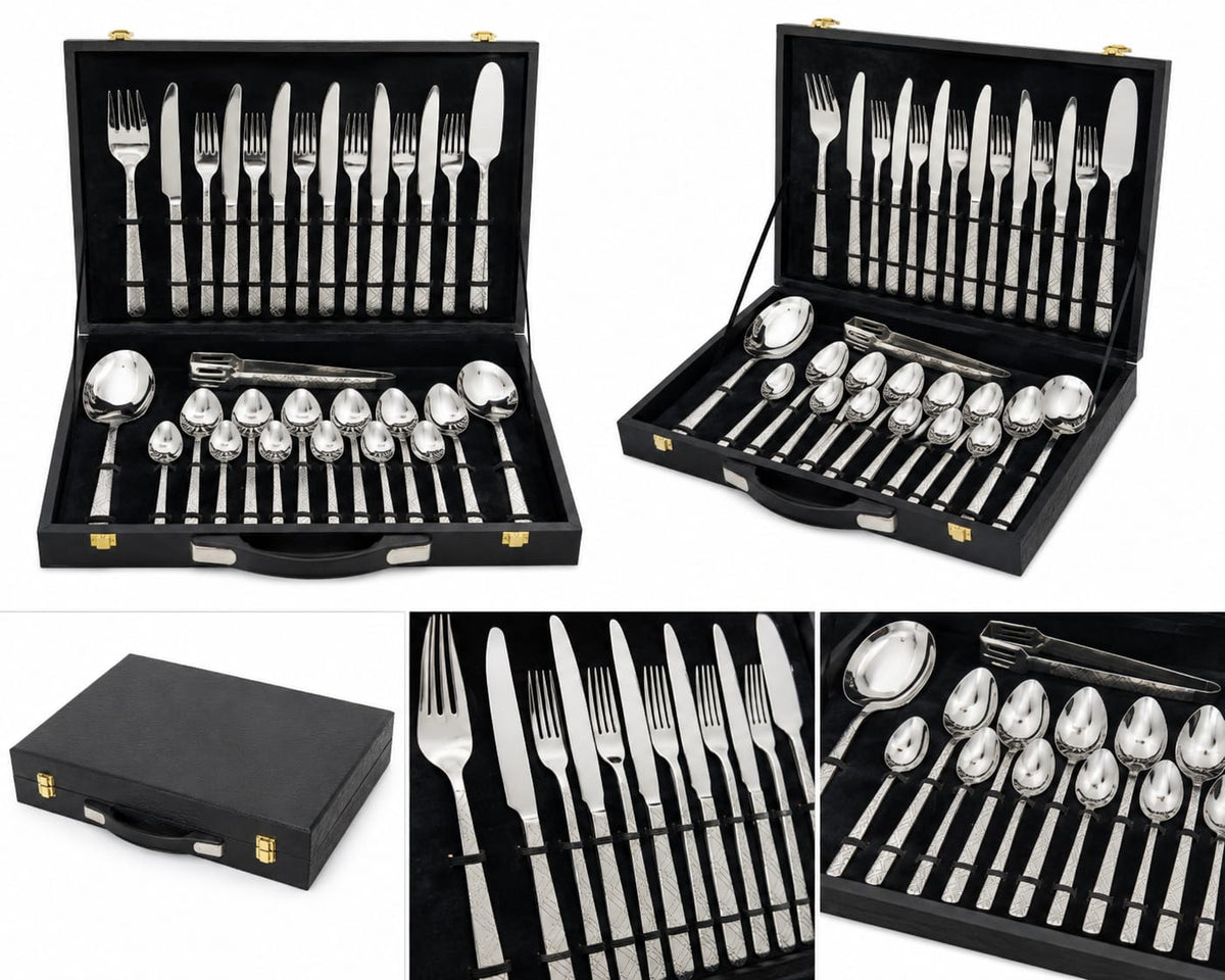 Premium Stainless Steel Cutlery Set with Luxury Storage Case – Complete Dining Set