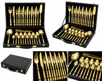 Premium Stainless Steel Cutlery Set with Luxury Storage Case – Complete Dining Set