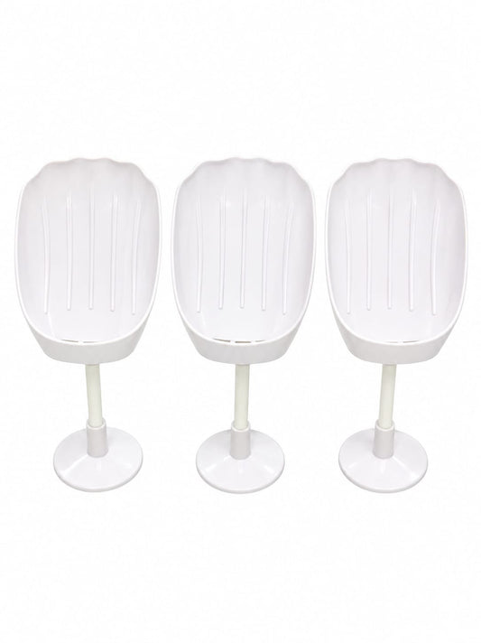 3-Piece White Soap Holder Set with Stand